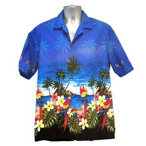 Pacific Legend Men’s Hawaiian Parrot Shirt Size Large-Excellent